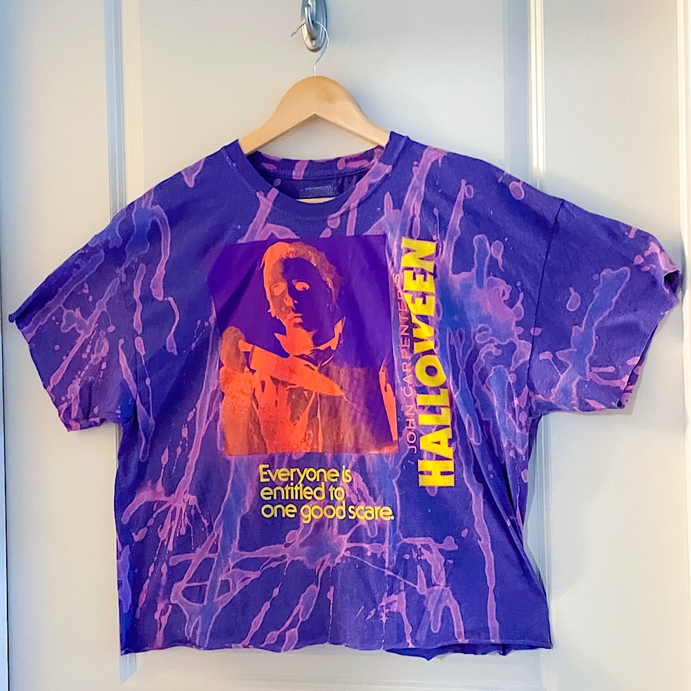Bleach Dyed Halloween Michael Myers Crop Top